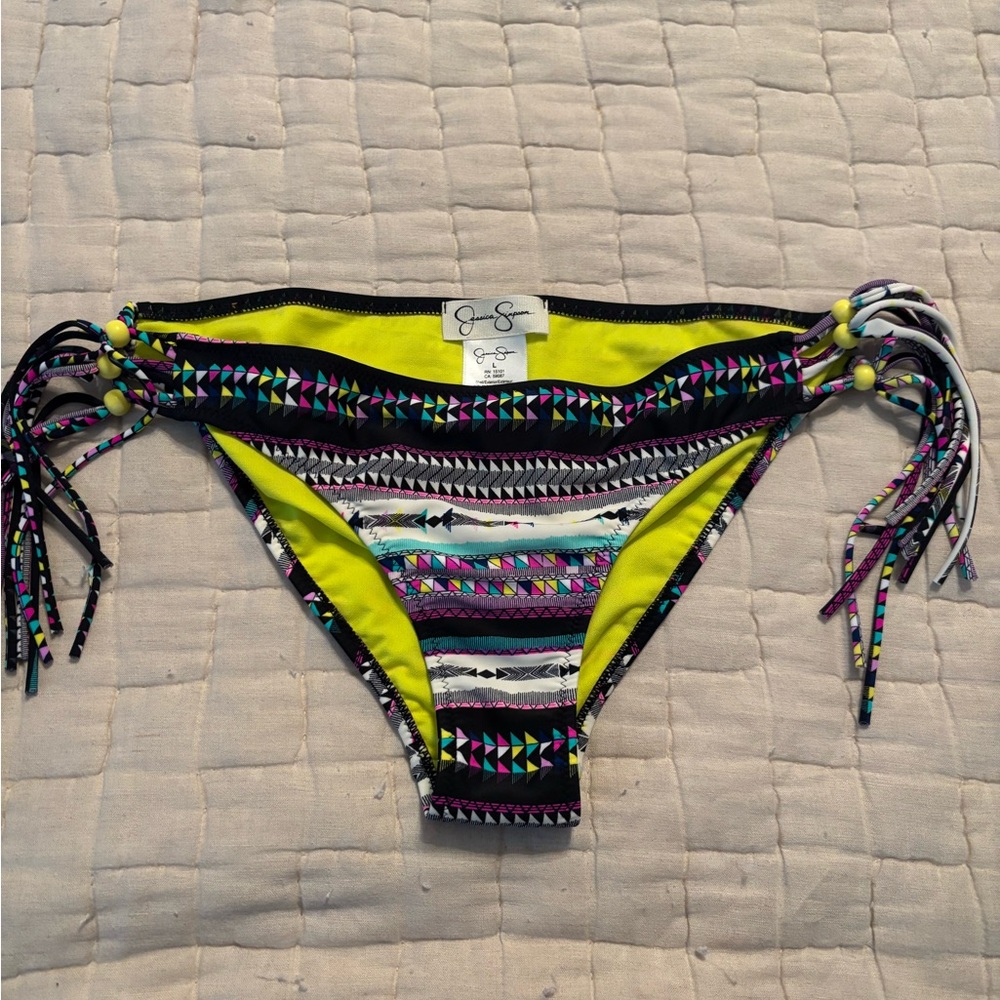 Colorful Patterned Bikini Bottom Jessica Simpson Blk Multi tribal SSFE16395